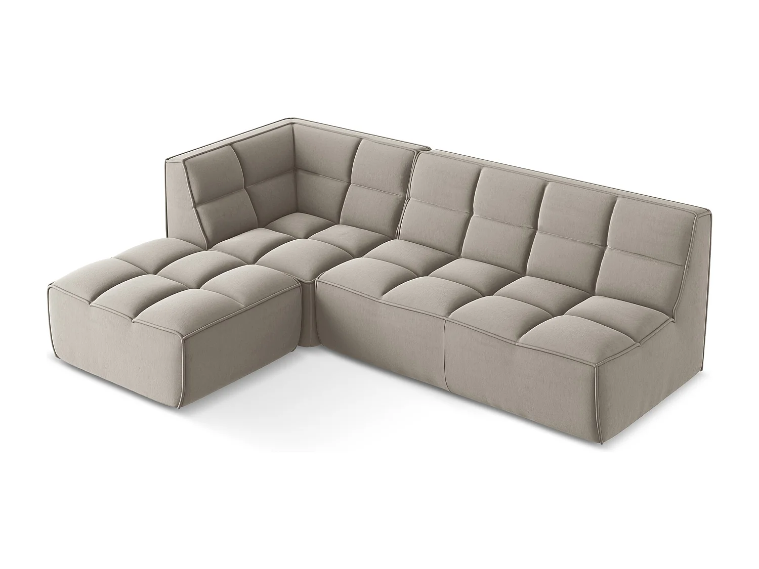 Sofá de canto modular reversível 4 lugares em veludo taupe - KALAI