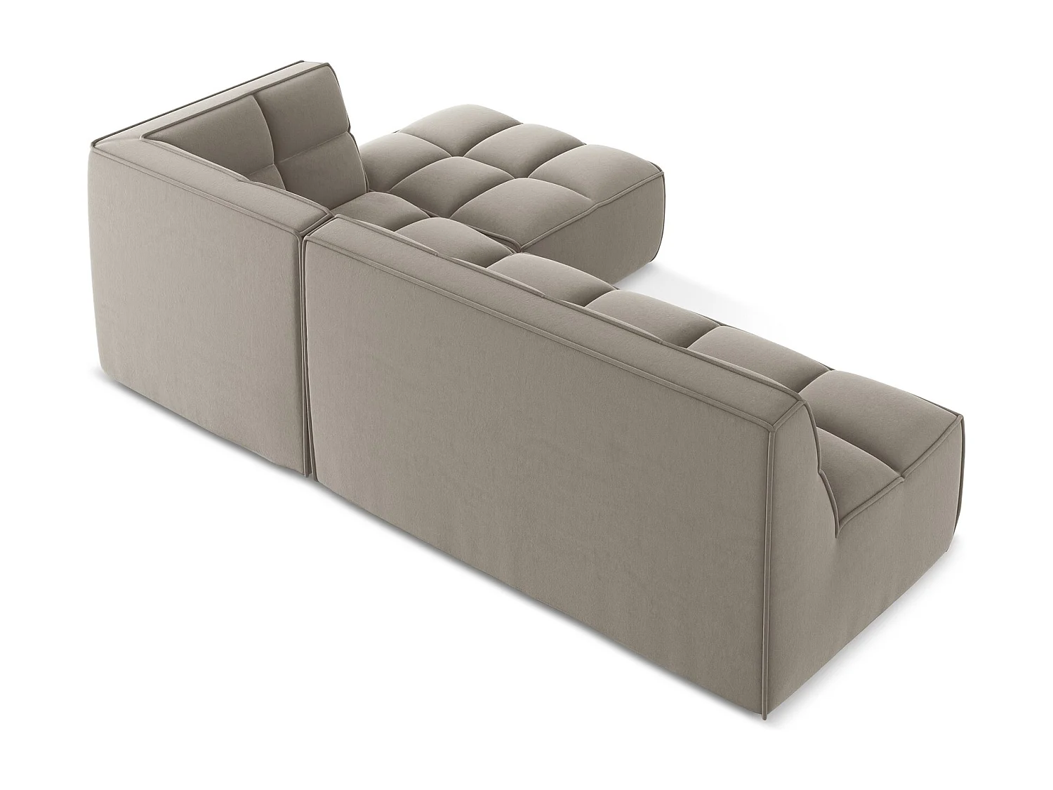 Sofá de canto modular reversível 4 lugares em veludo taupe - KALAI