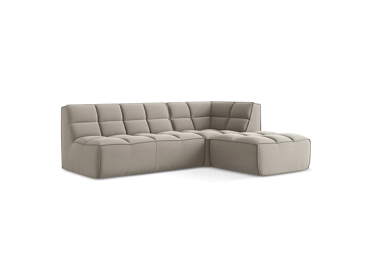 4-Sitzer Modulares Ecksofa - Ecke Rechts - Samt - Taupe - BELLUNO