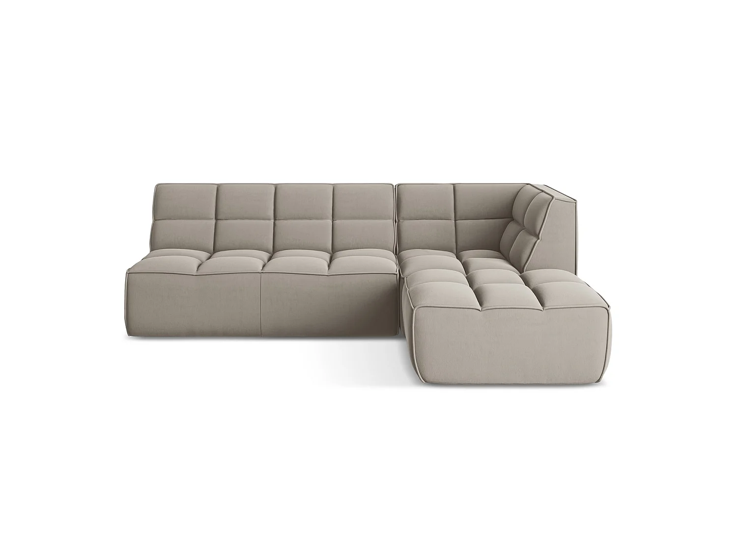 4-Sitzer Modulares Ecksofa - Ecke Rechts - Samt - Taupe - BELLUNO