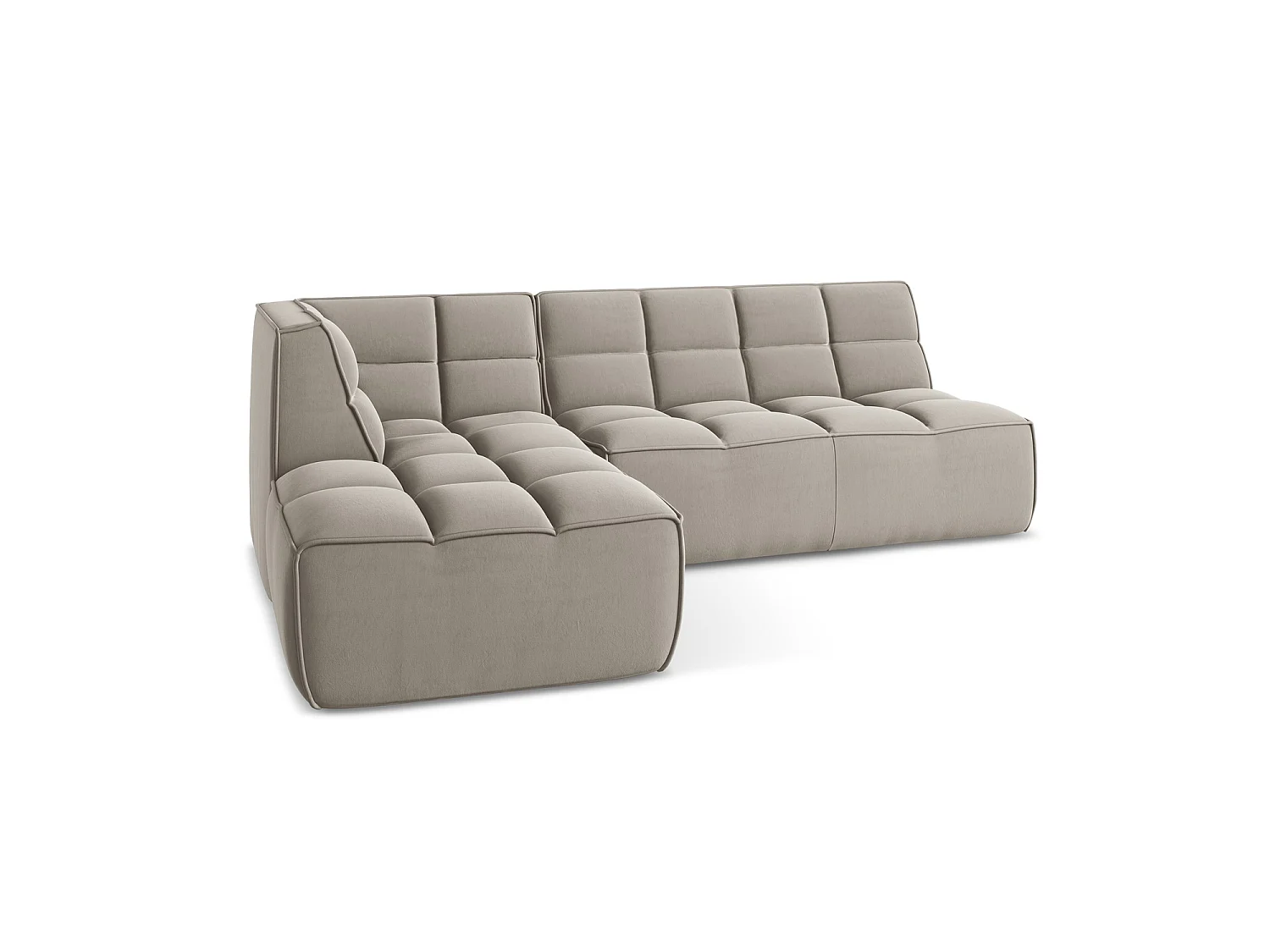 4-Sitzer Modulares Ecksofa - Ecke Rechts - Samt - Taupe - BELLUNO
