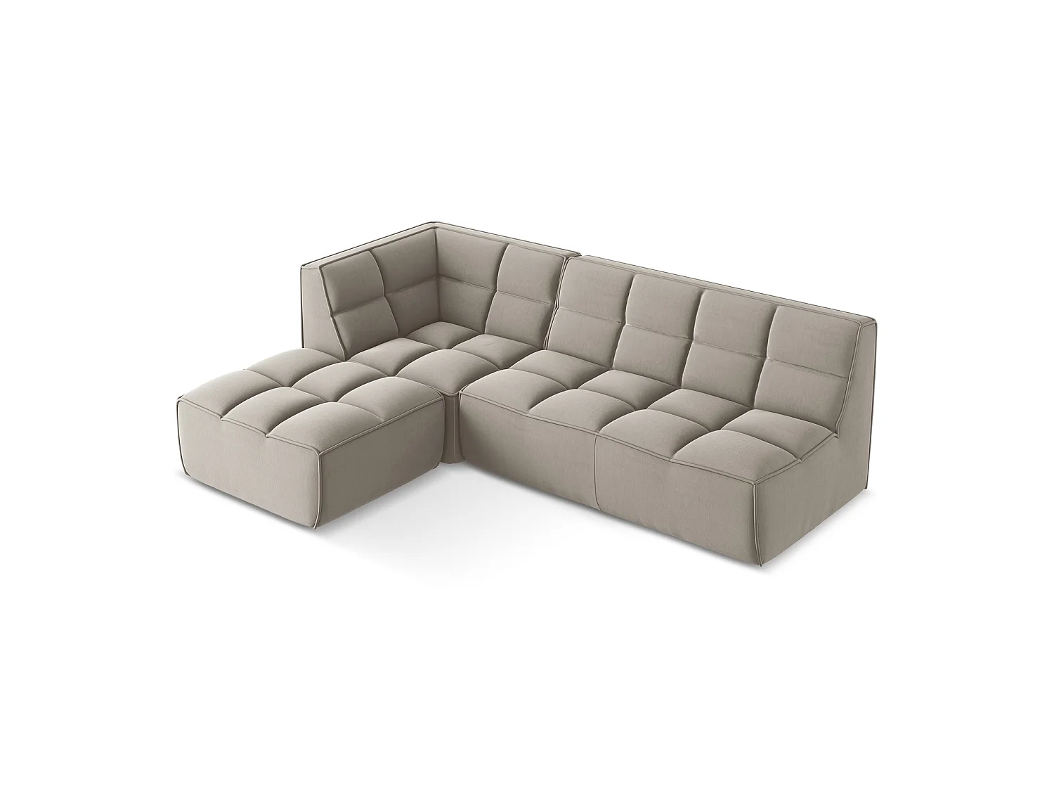 4-Sitzer Modulares Ecksofa - Ecke Rechts - Samt - Taupe - BELLUNO
