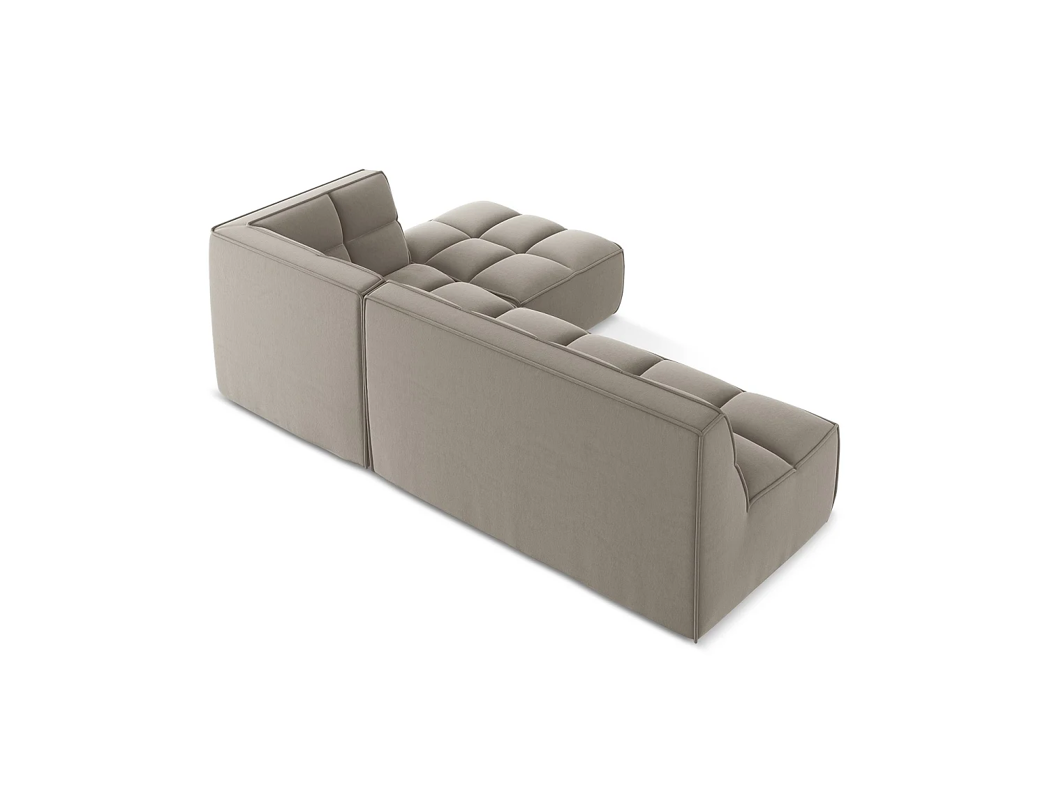 4-Sitzer Modulares Ecksofa - Ecke Rechts - Samt - Taupe - BELLUNO