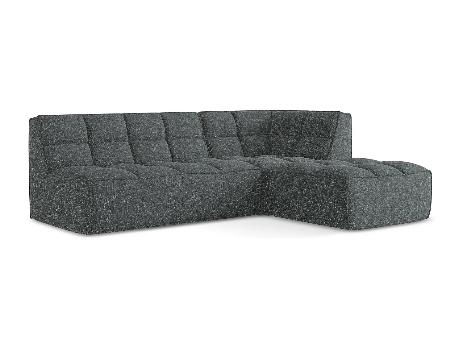 Canapé d'angle 4 places modulaire droit en tissu texturé - graphite - KALAI