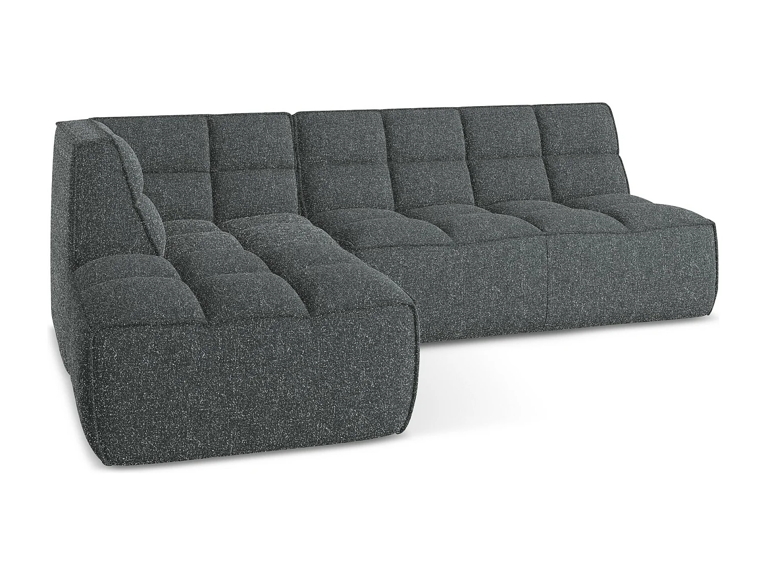 Canapé d'angle 4 places modulaire droit en tissu texturé - graphite - KALAI