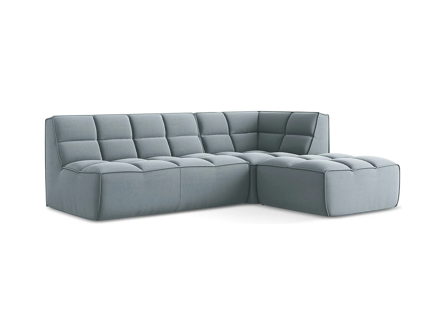 4-Sitzer Modulares Ecksofa - Ecke Rechts - Samt - Hellblau - KALAI