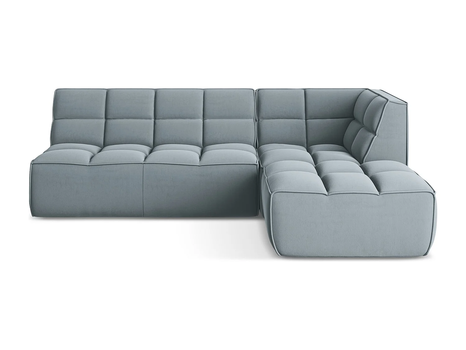 Modulaire hoekbank rechts van lichtblauw velours - KALAI