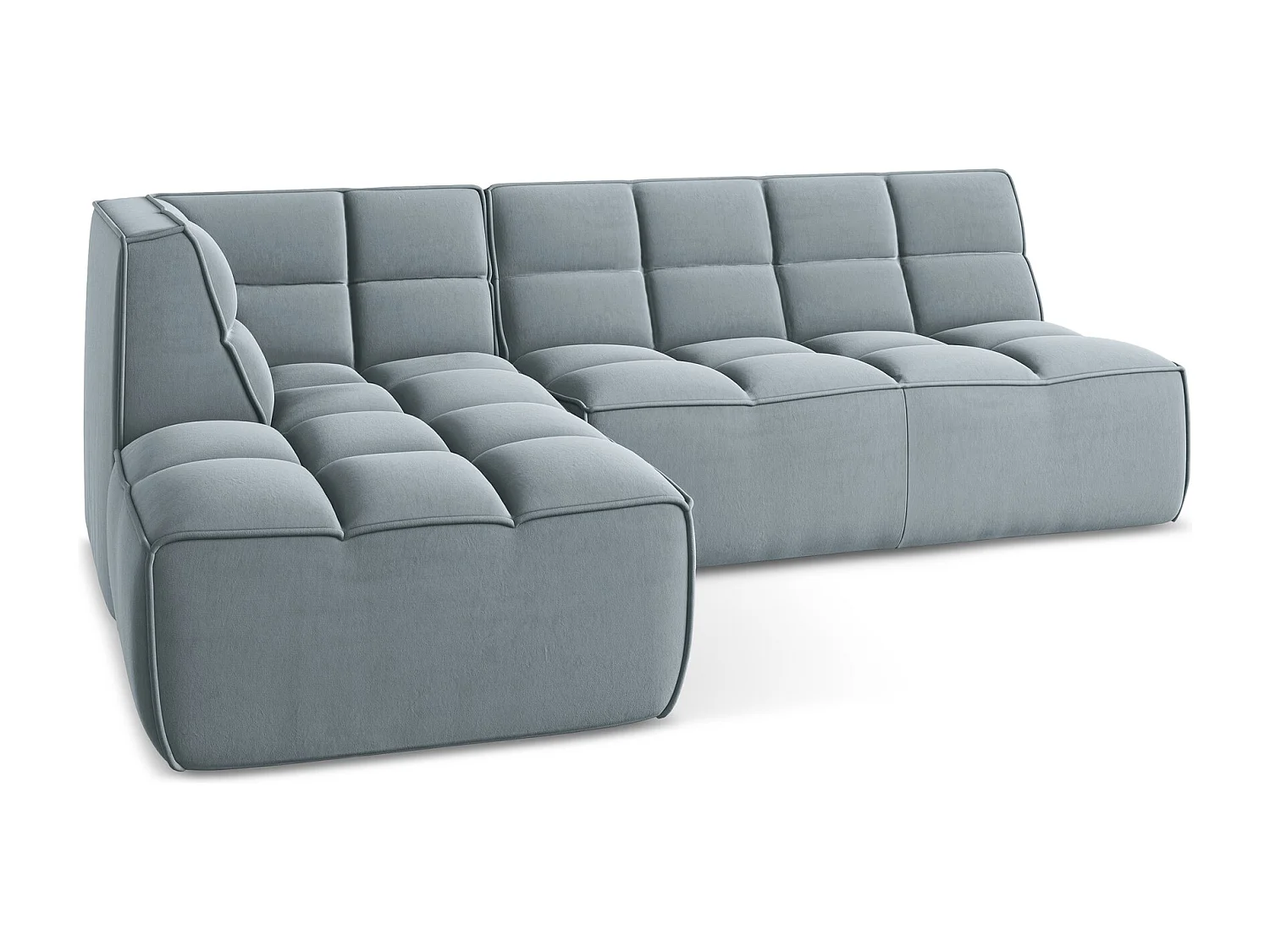 Modulaire hoekbank rechts van lichtblauw velours - KALAI