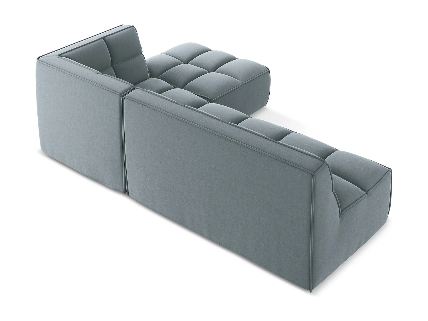 Modulaire hoekbank rechts van lichtblauw velours - KALAI