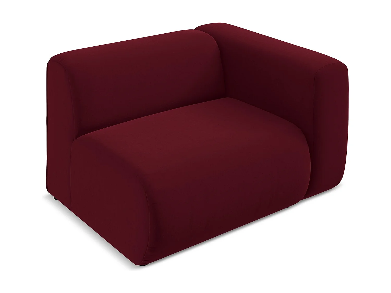 Module avec accoudoirs droit en velours - bourgogne - EKAHI