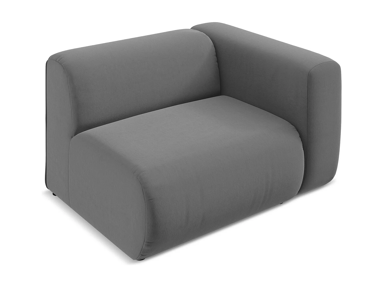 Module avec accoudoirs droit en velours - gris - EKAHI