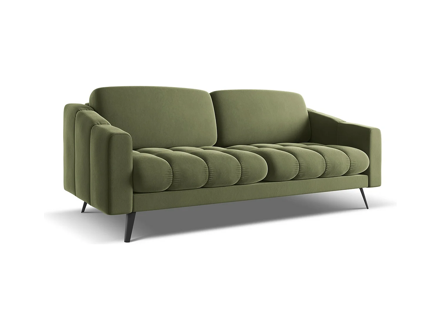 3-Sitzer Sofa - - Samt - Olive - NALU