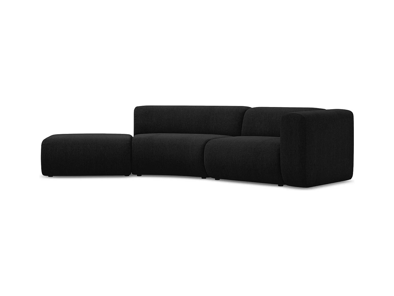 Canapé modulable 4 places gauche en tissu chenille - noir - EKAHI