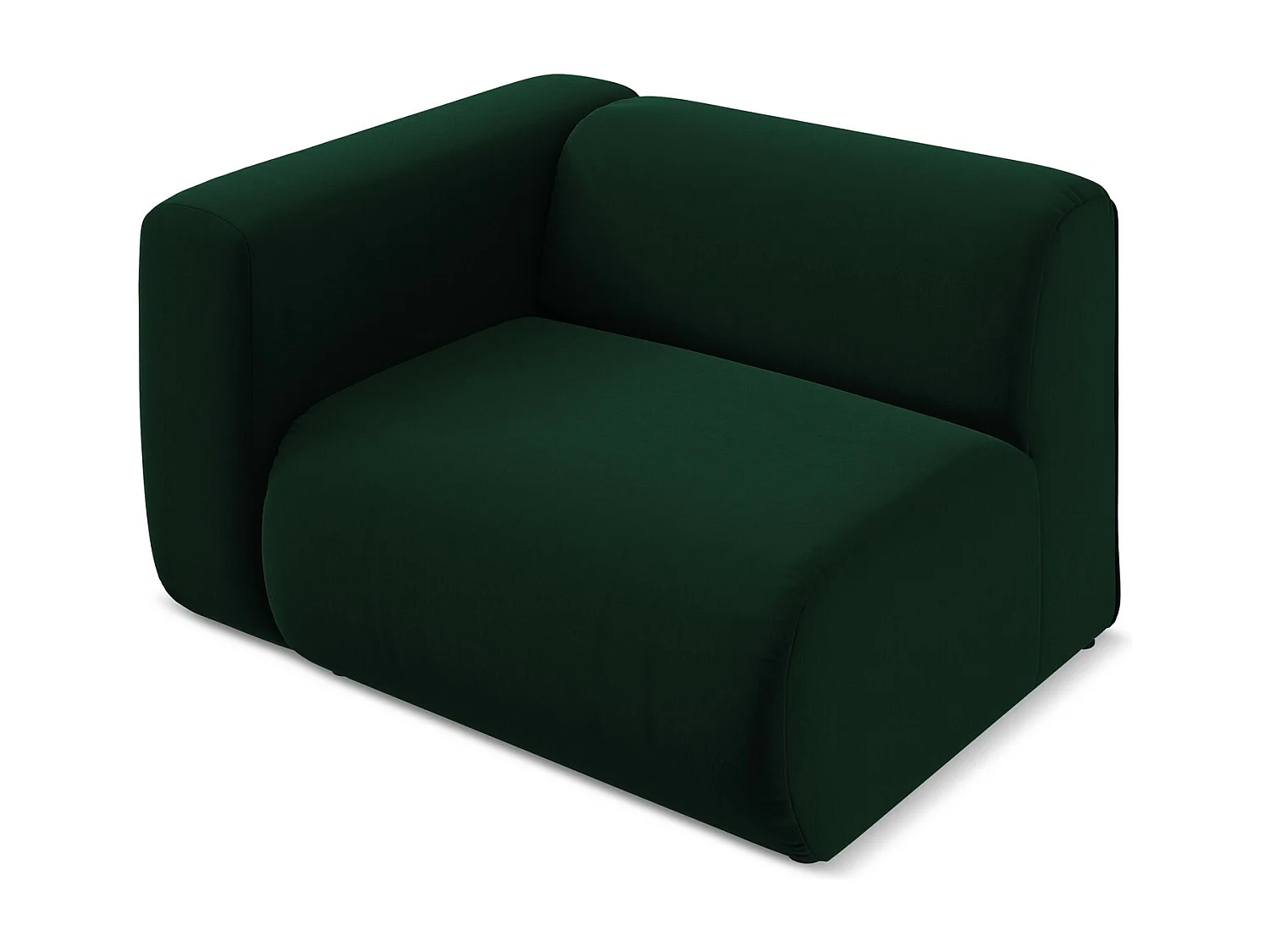 Module avec accoudoirs gauche en velours - bouteille verte - EKAHI