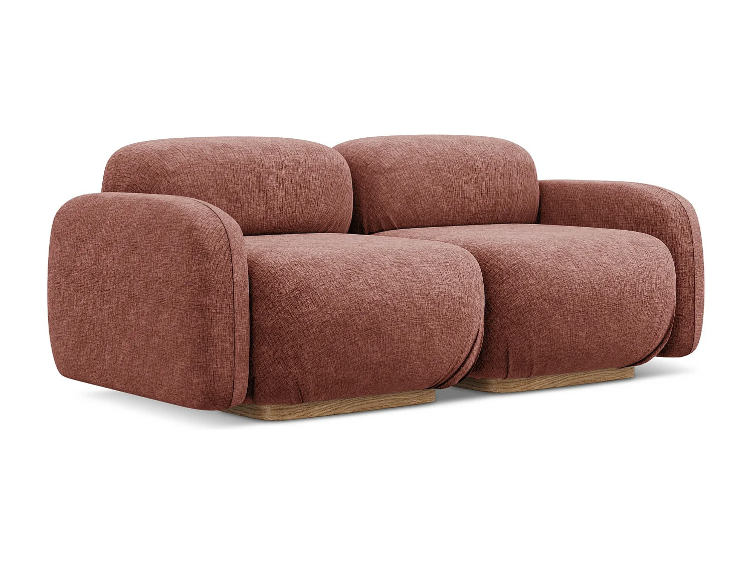 Sofá modular 3 lugares em tecido chenille rosa suave - AILANI