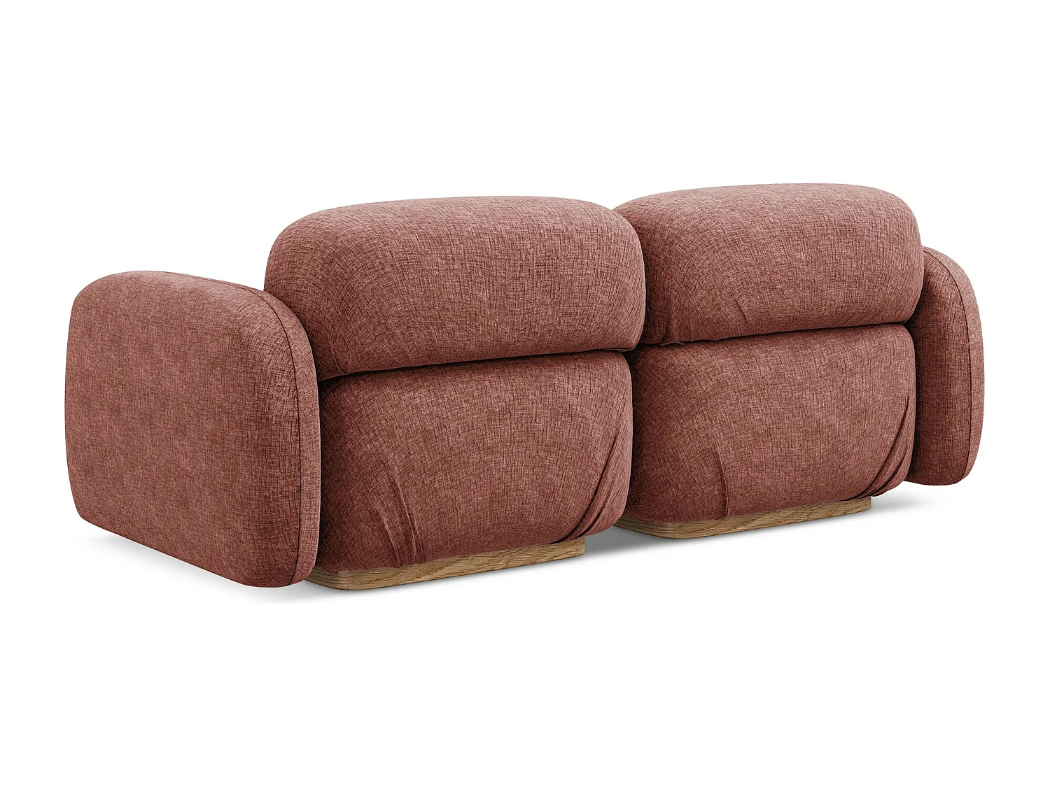 Sofá modular 3 lugares em tecido chenille rosa suave - AILANI