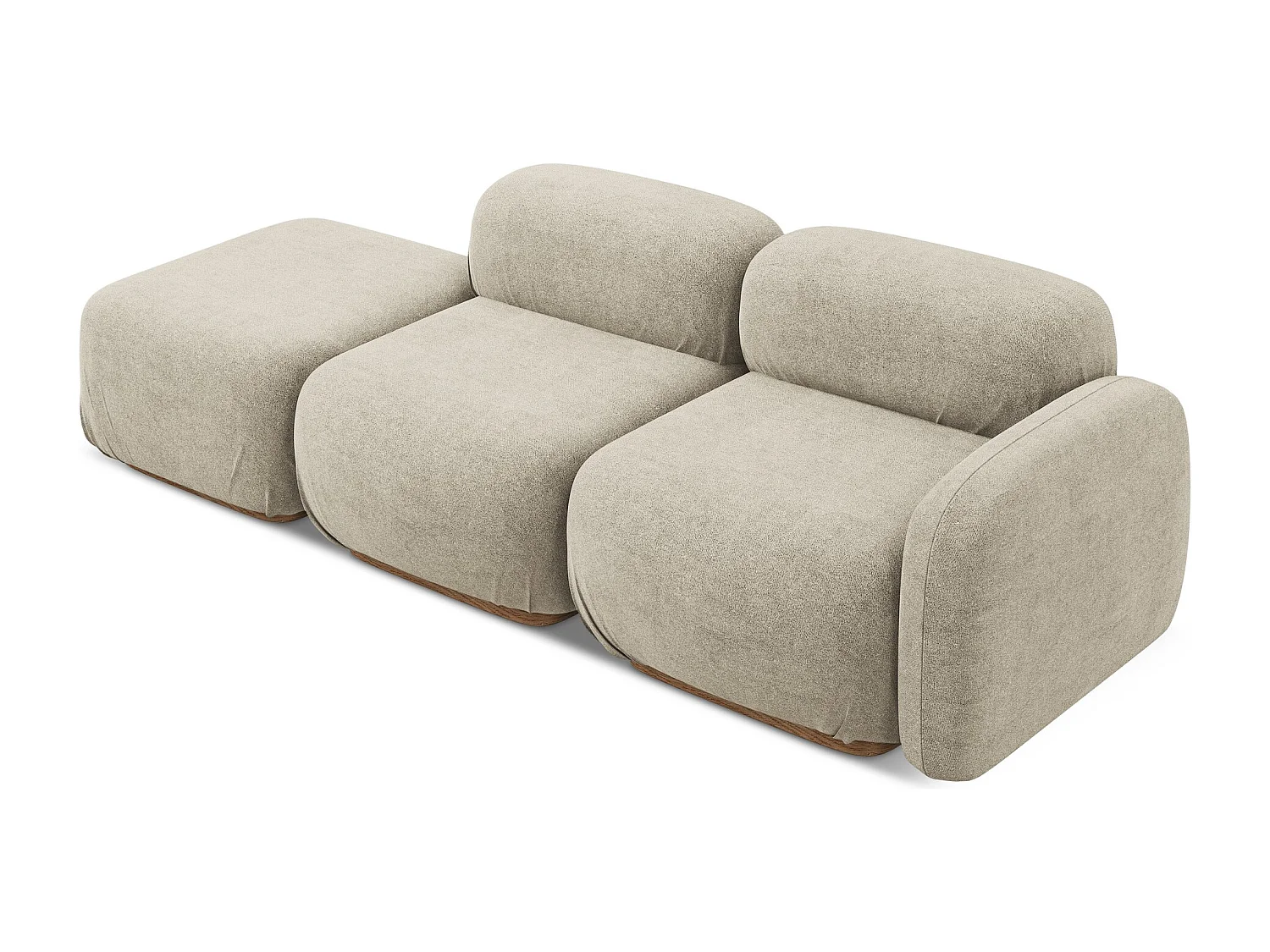 Driezits modulaire bank links van beige bouclé - AILANI