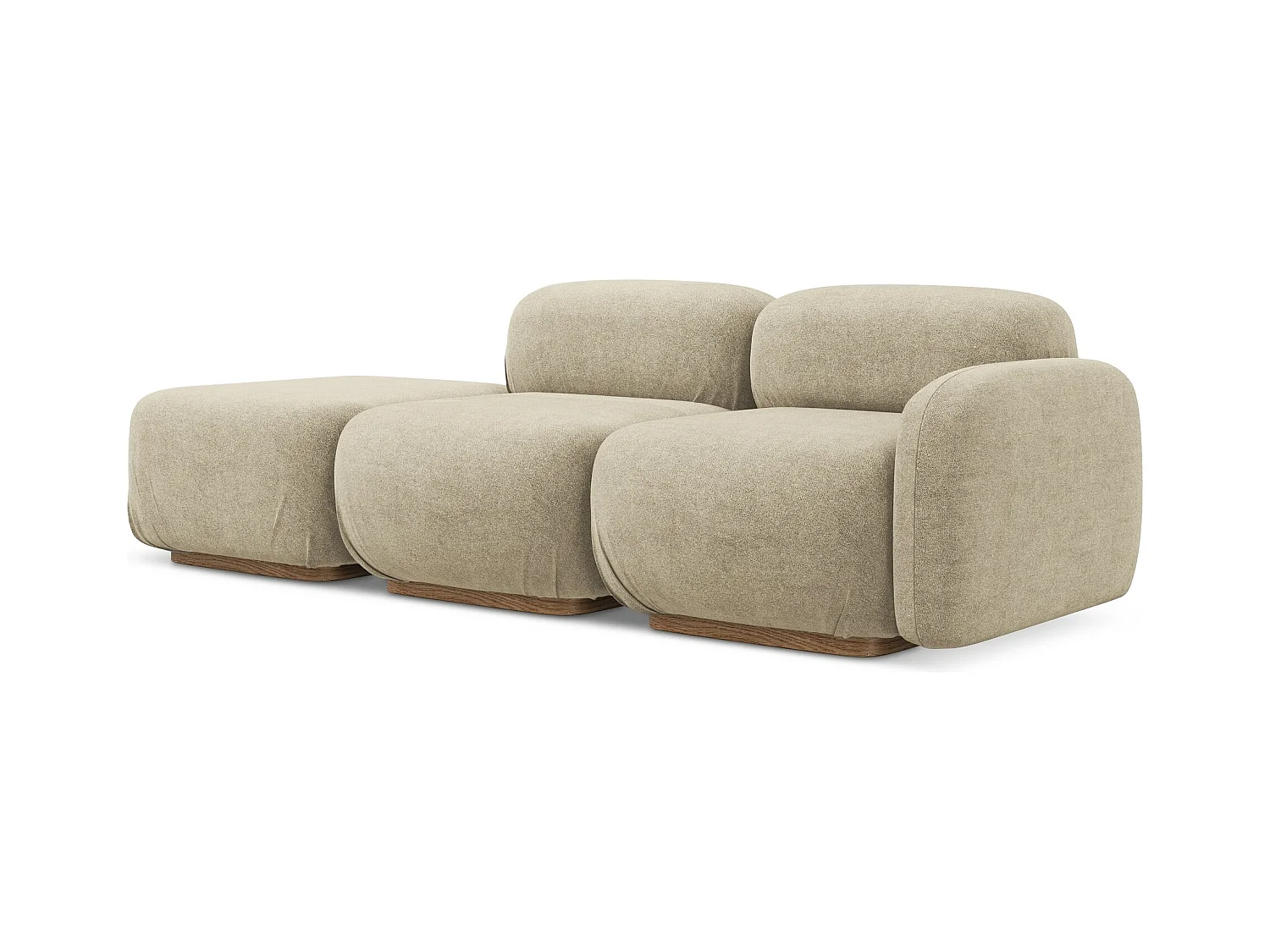 Driezits modulaire bank links van beige bouclé - AILANI