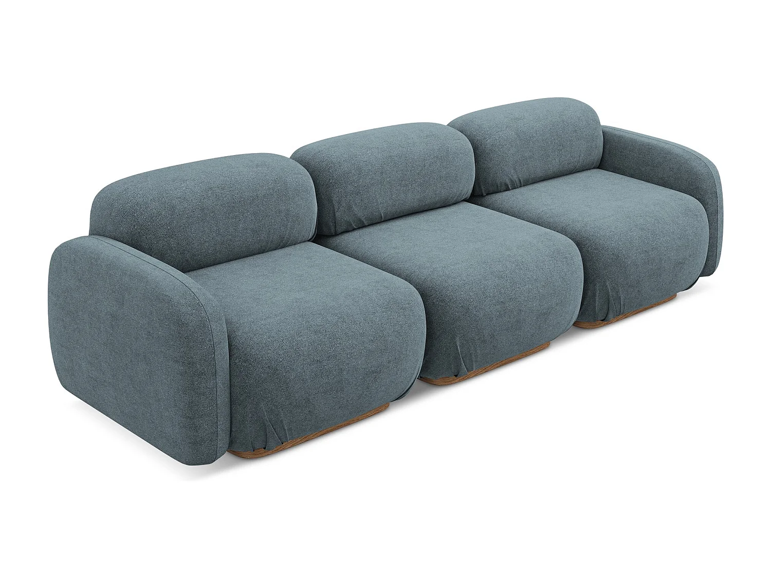 Canapé modulable 4 places en tissu bouclette - jeans - AILANI