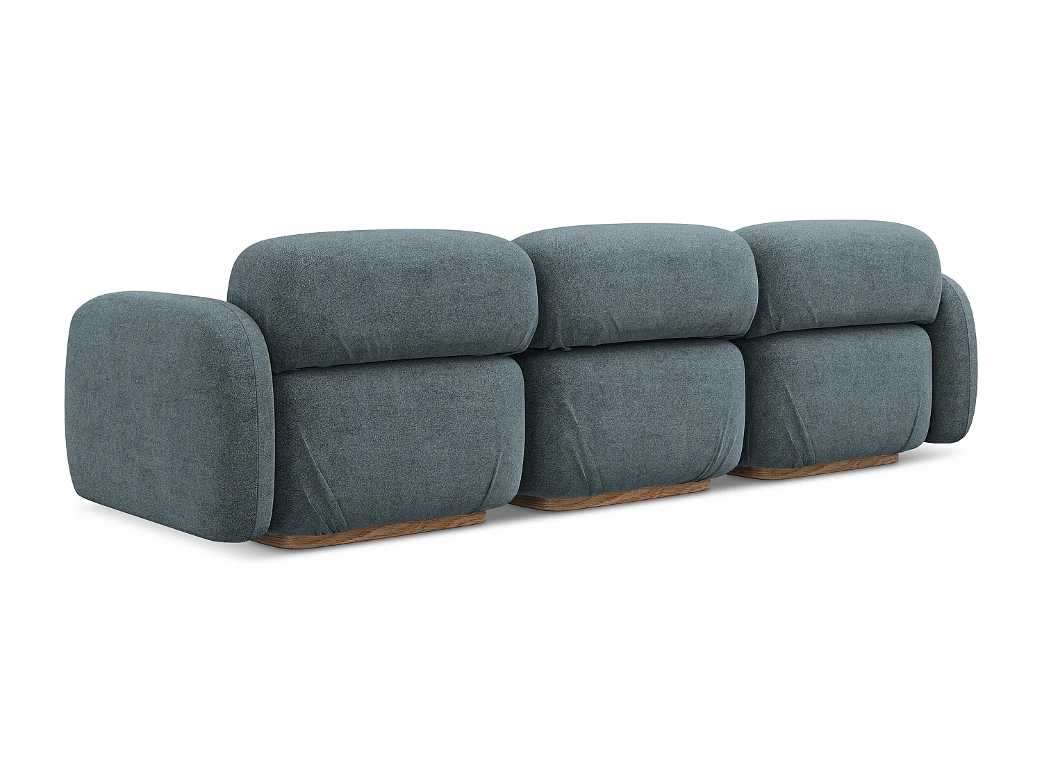 Canapé modulable 4 places en tissu bouclette - jeans - AILANI