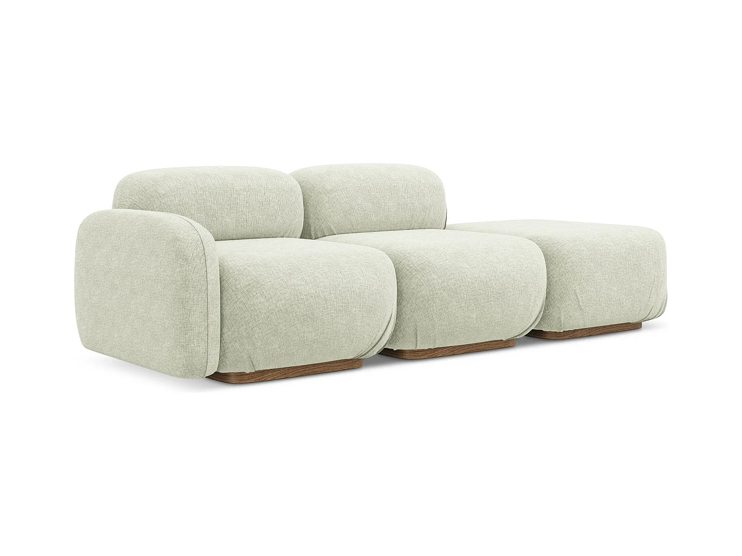 Modulares 3-Sitzer Sofa Rechts - - Chenille - Weiß - AILANI