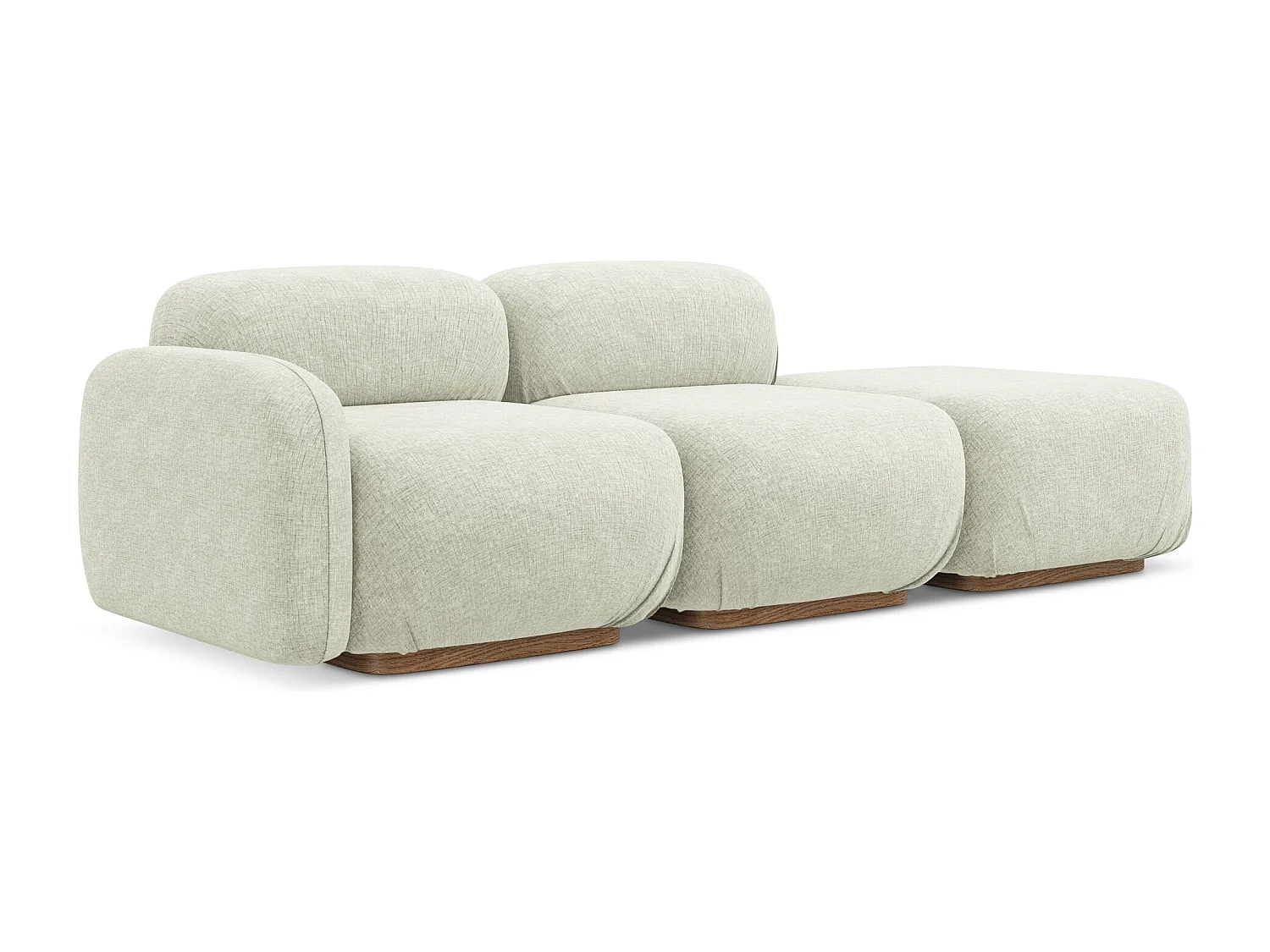 Canapé modulable 3 places droit en tissu chenille - blanc - AILANI