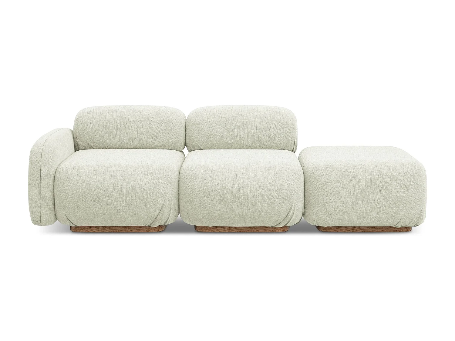 Canapé modulable 3 places droit en tissu chenille - blanc - AILANI