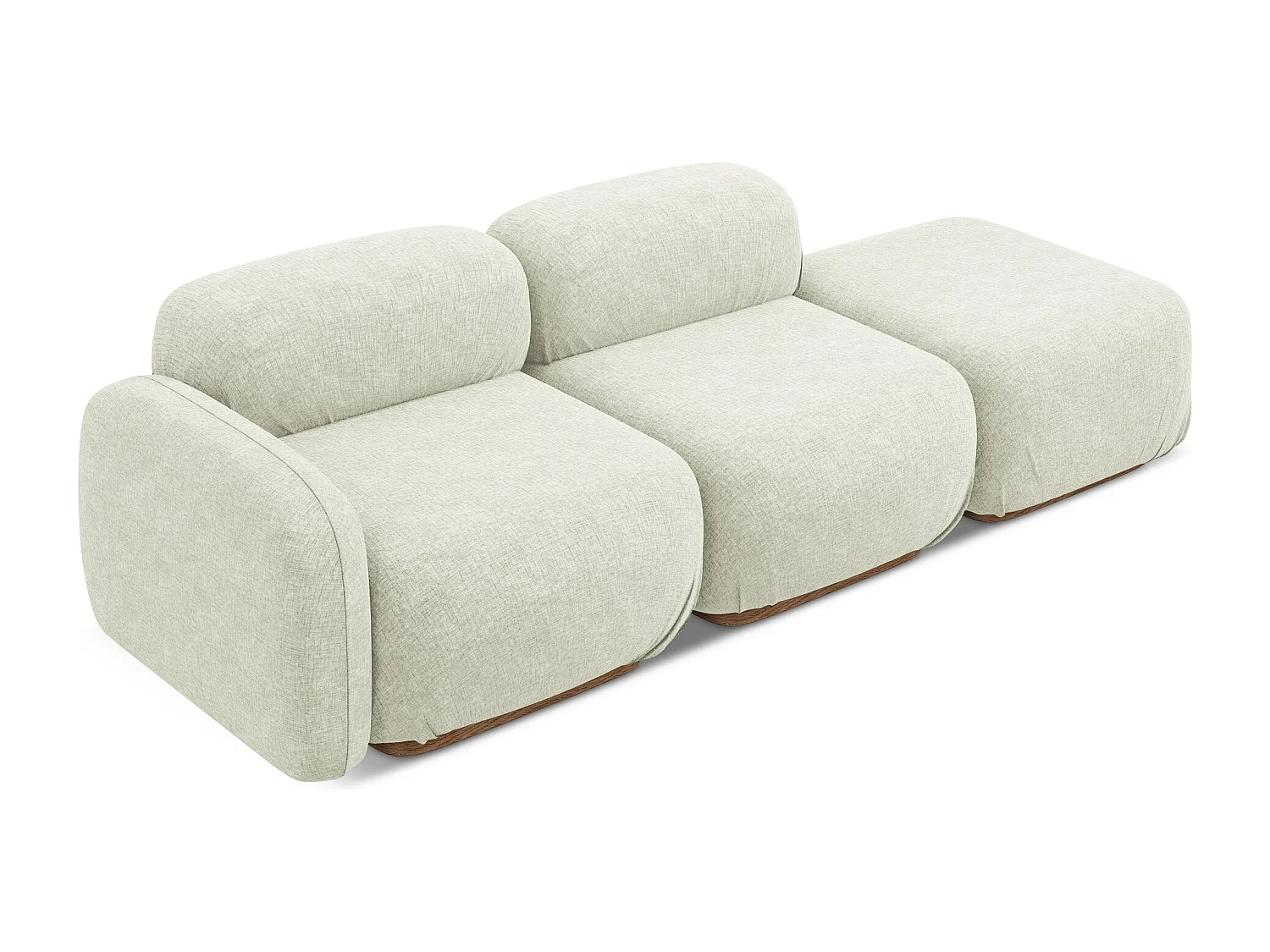 Canapé modulable 3 places droit en tissu chenille - blanc - AILANI