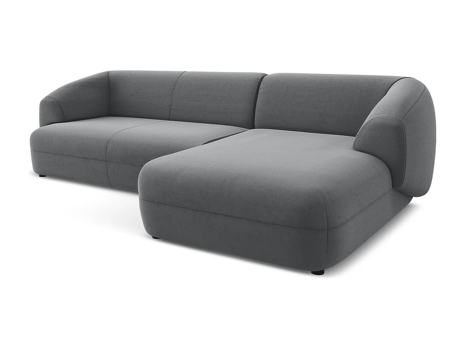 3-Sitzer Modulares Ecksofa - Ecke Rechts - Samt - Stahl - MOANA
