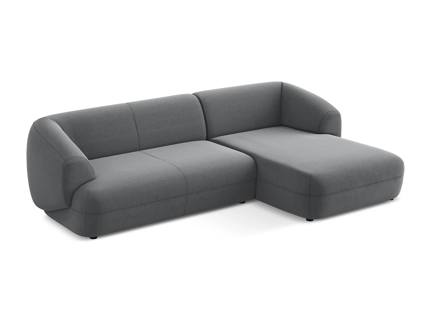 3-Sitzer Modulares Ecksofa - Ecke Rechts - Samt - Stahl - MOANA