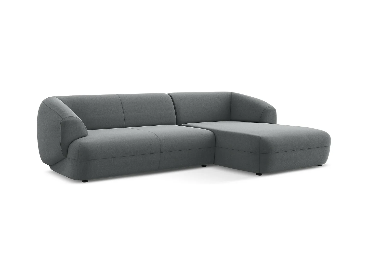 Canapé d'angle 3 places modulaire droit en velours - acier - MOANA