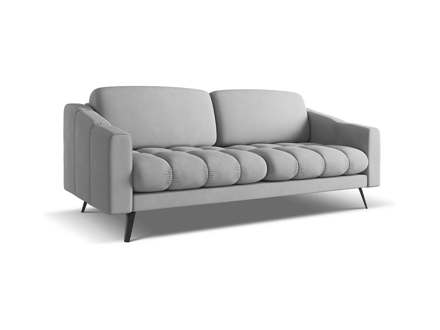 Driezitsbank van lichtgrijs chenille stof - NALU