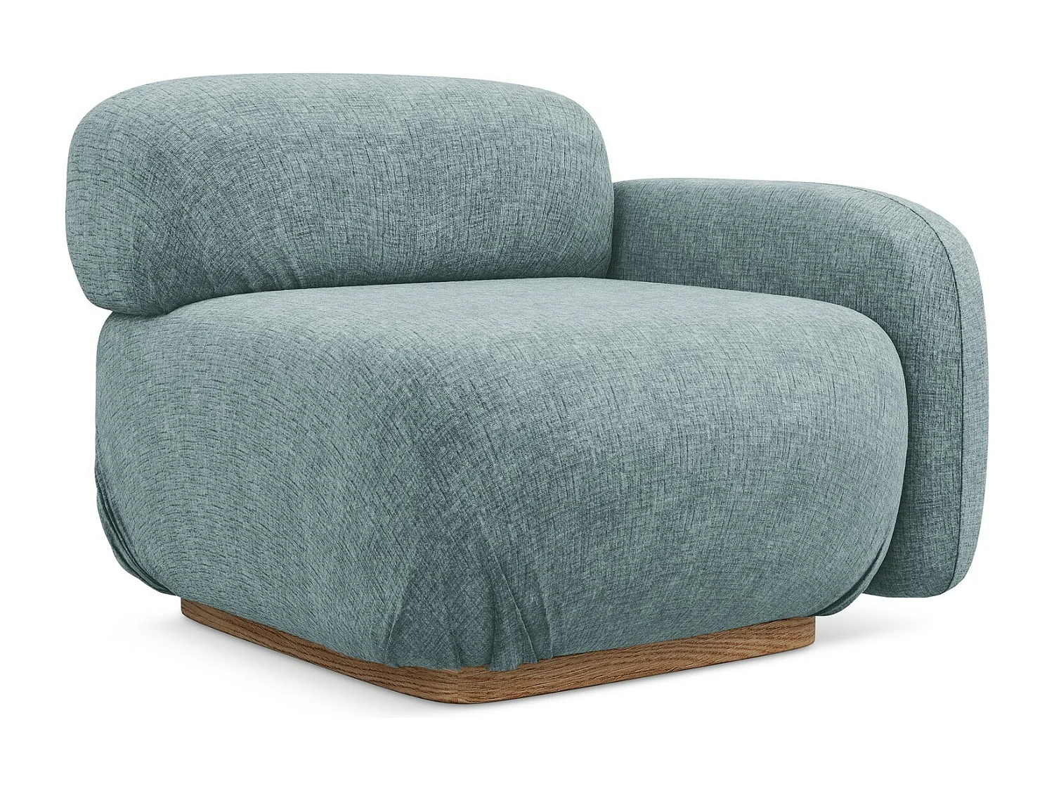 Bankmodule met armleuning rechts van jeans chenille stof - AILANI