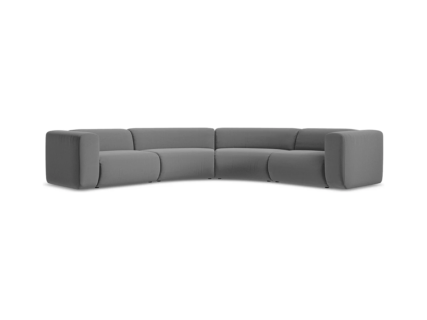 Modulares Ecksofa - - Samt - Grau - EKAHI