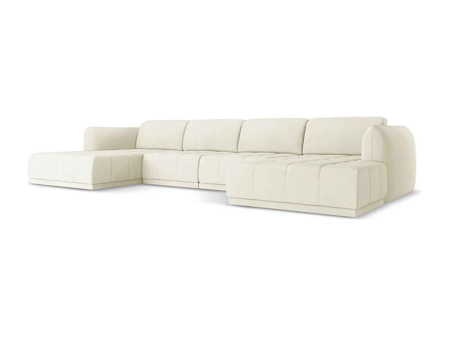 Canapé d'angle panoramique en tissu chenille - beige - HOKU