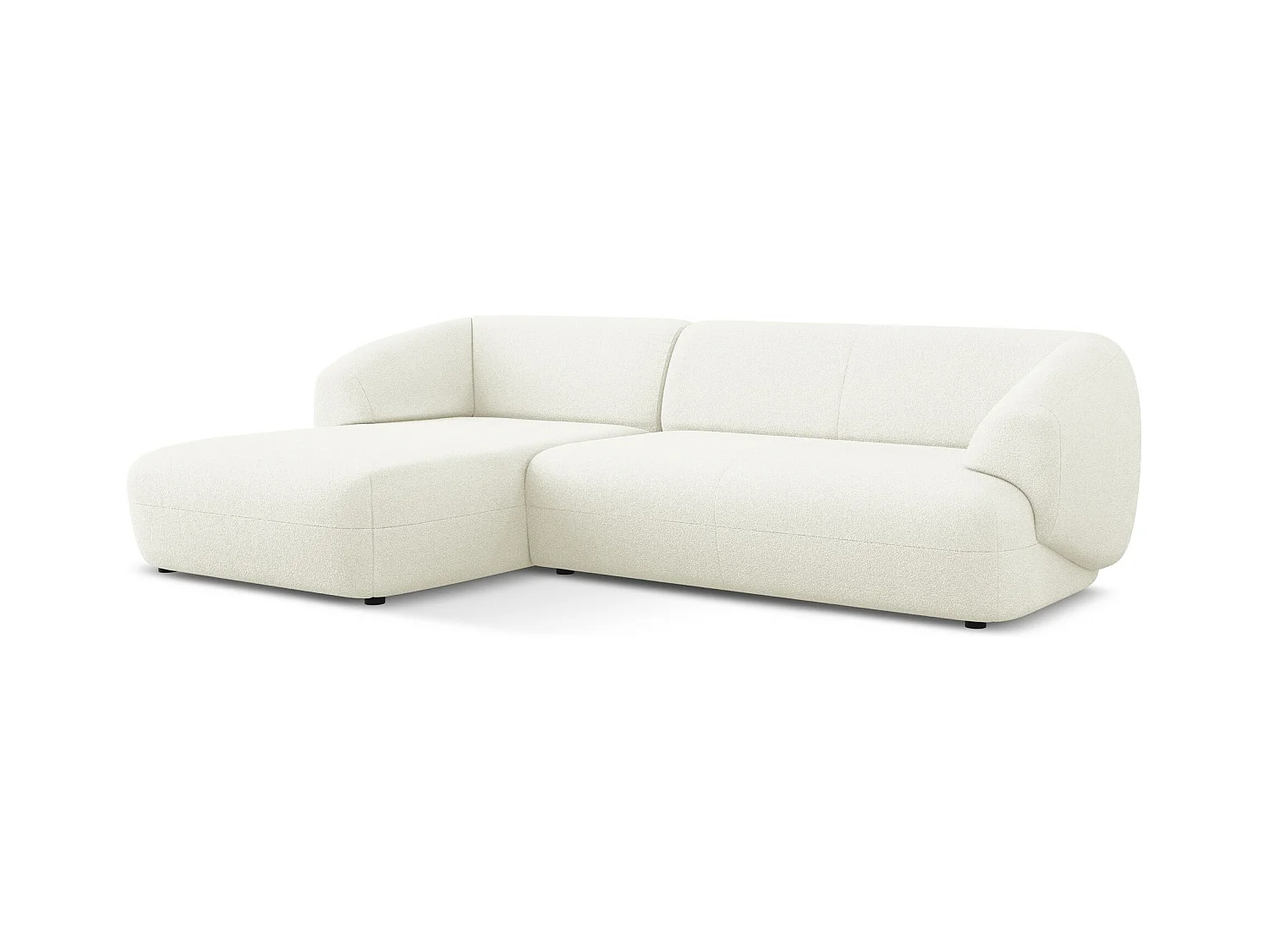 Canapé d'angle 3 places modulaire gauche en tissu bouclette - blanc - MOANA