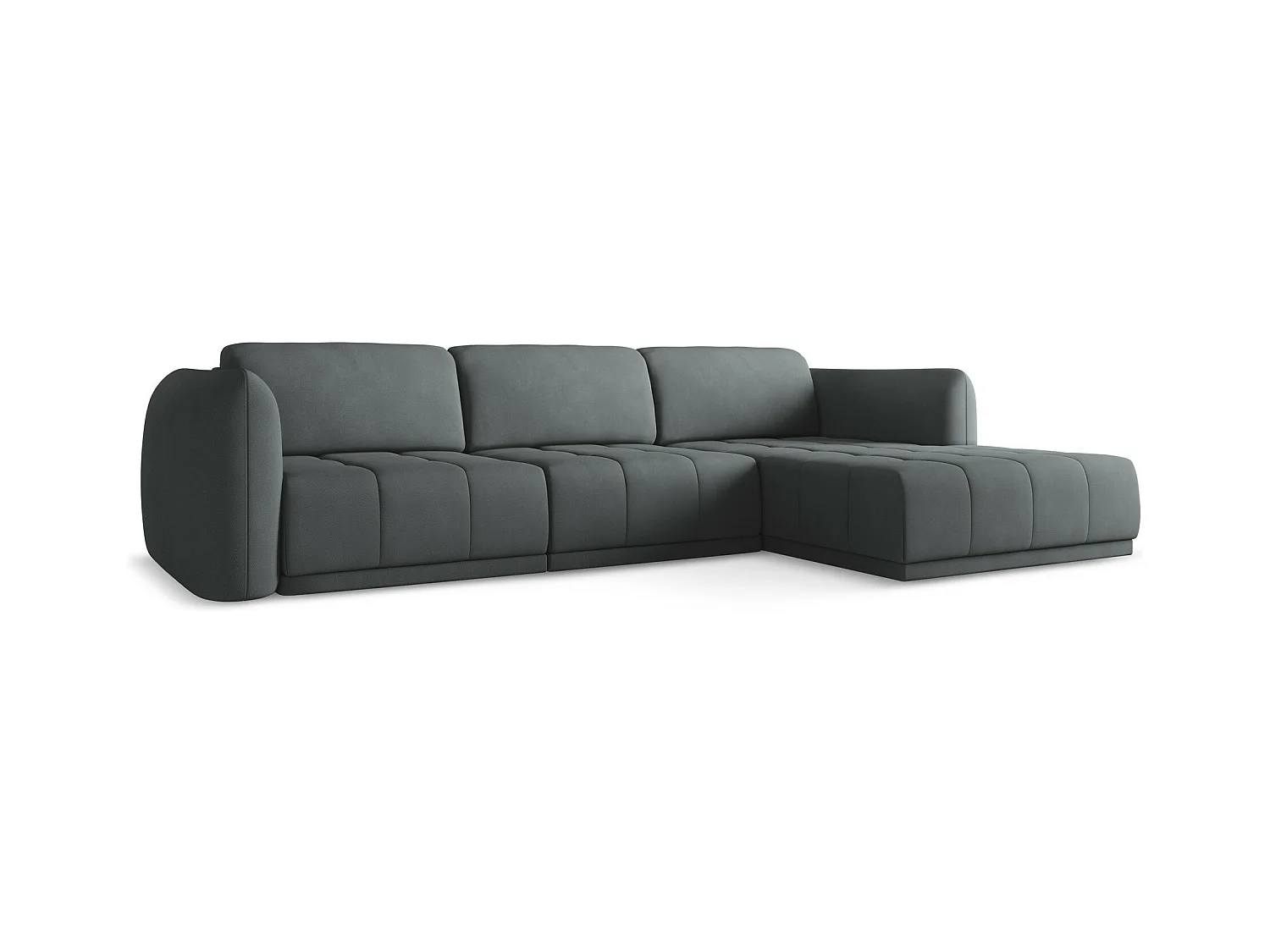 Canapé d'angle droit en tissu chenille - graphite - HOKU
