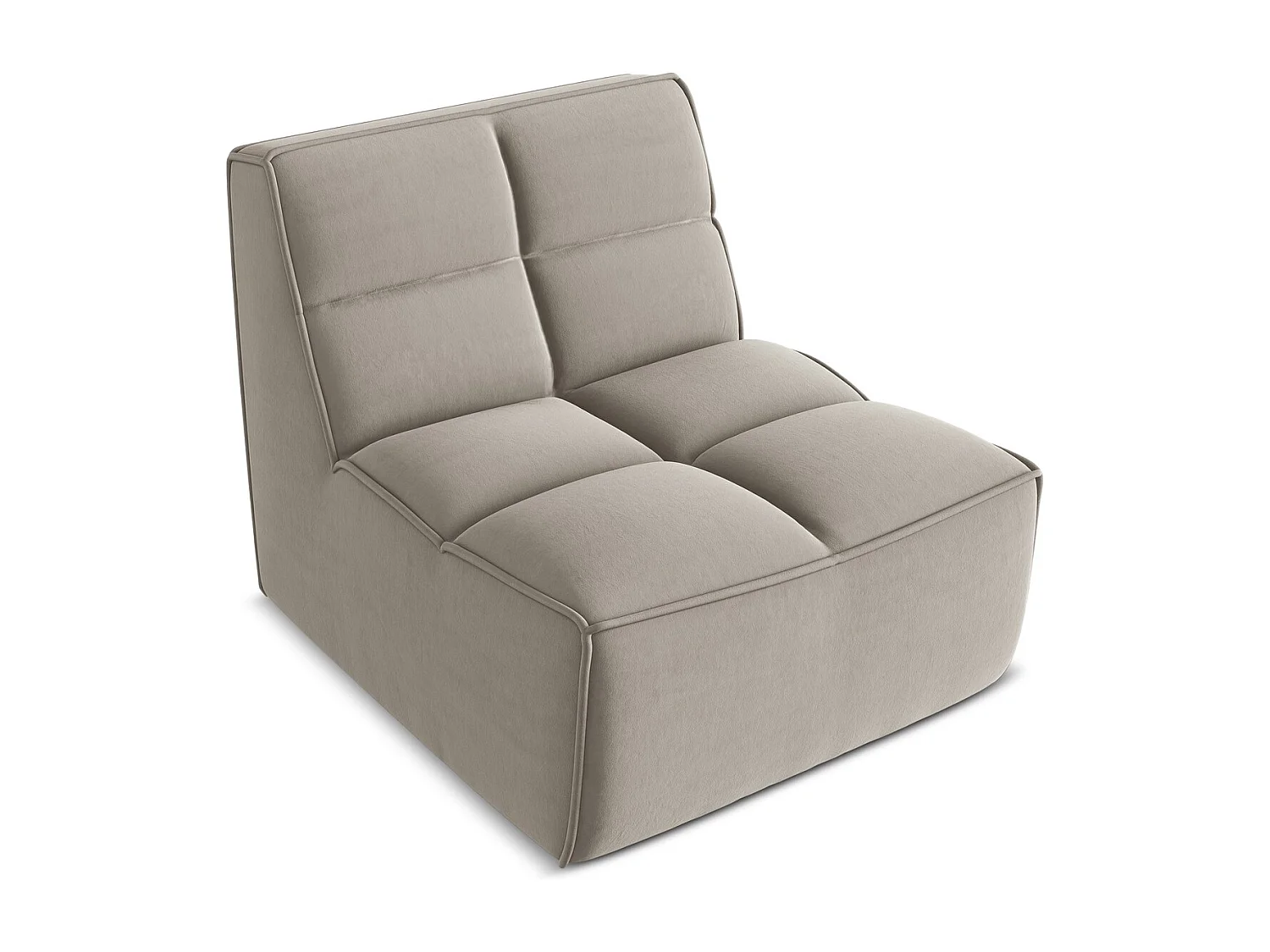 Fauteuil pour canapé modulable en velours - taupe - KALAI