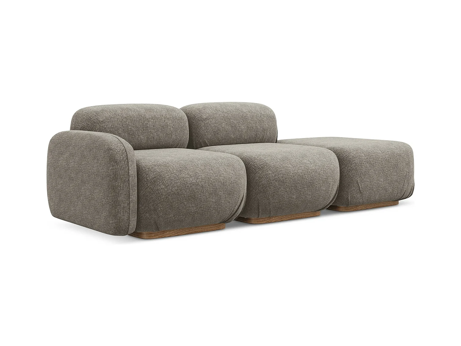 Modulares 3-Sitzer Sofa Rechts - - Chenille - Taupe - AILANI