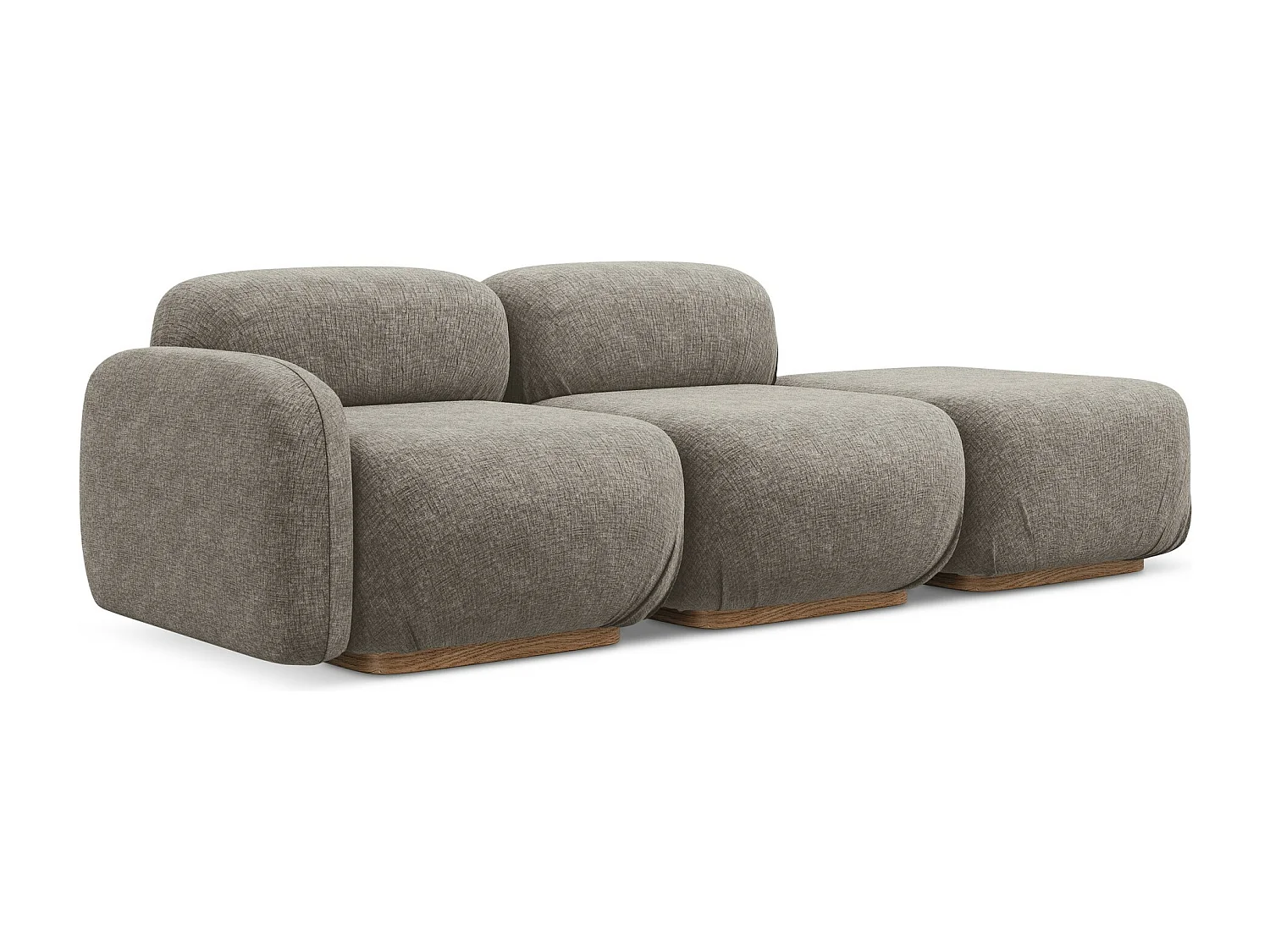 Canapé modulable 3 places droit en tissu chenille - taupe - AILANI