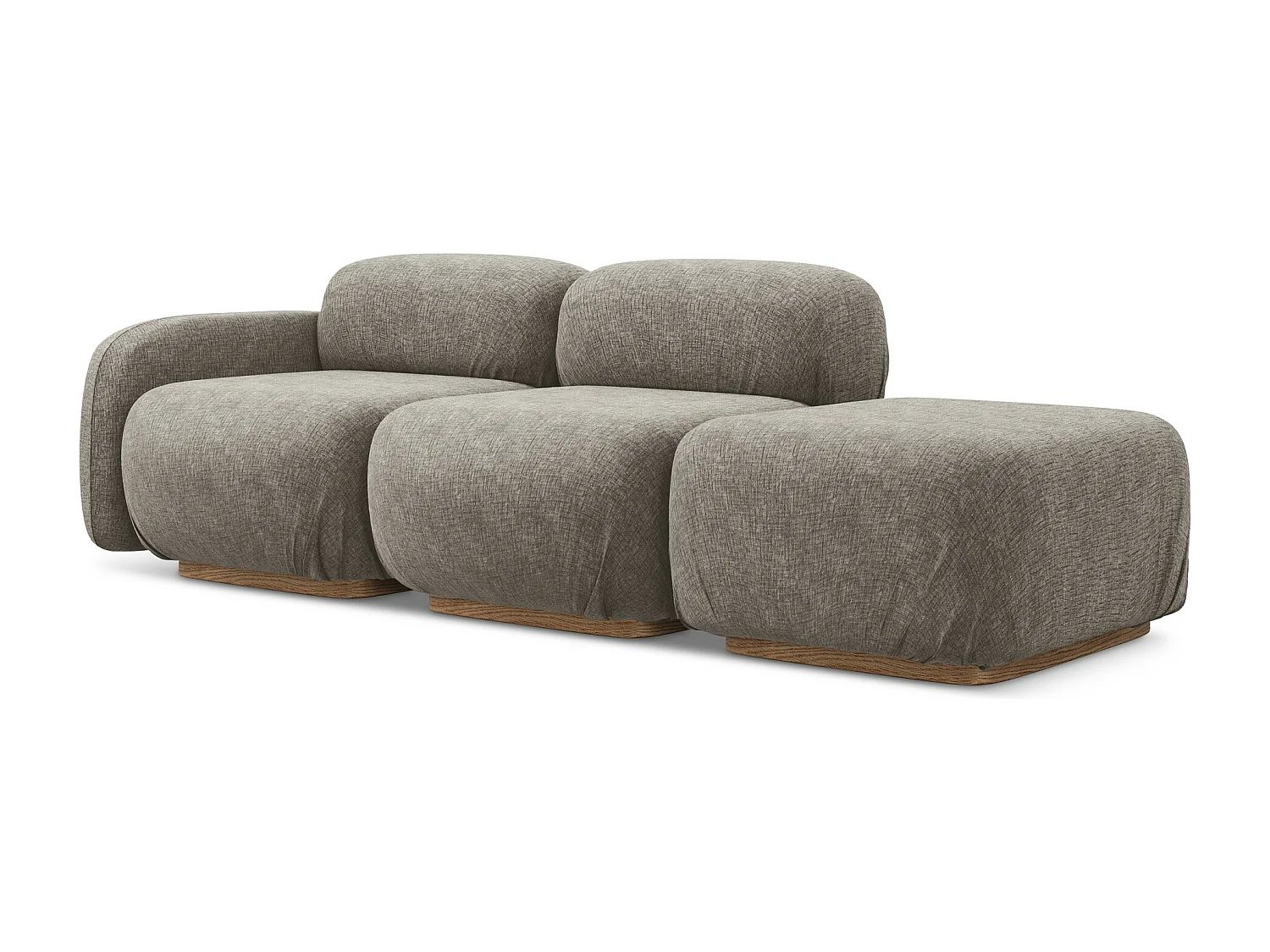 Canapé modulable 3 places droit en tissu chenille - taupe - AILANI