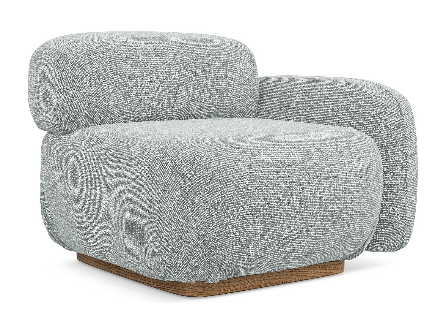 Bankmodule met armleuning rechts van zilver textuurstof - AILANI