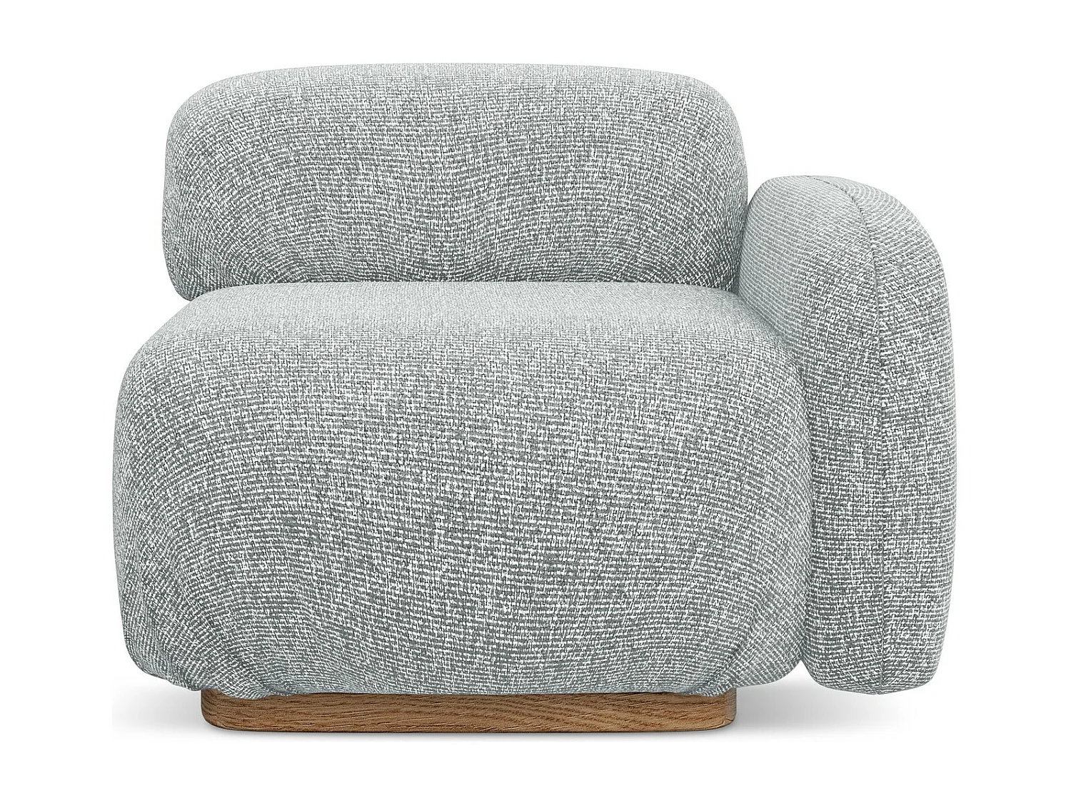 Bankmodule met armleuning rechts van zilver textuurstof - AILANI