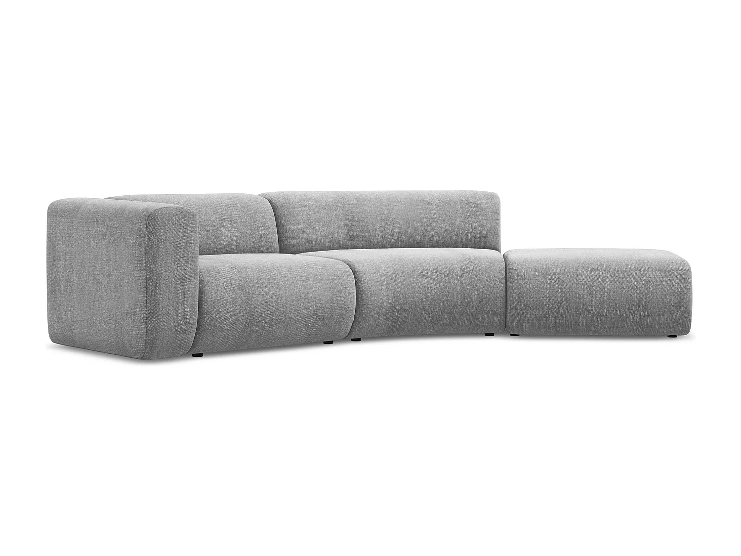 Canapé modulable 4 places droit en tissu chenille - gris clair - EKAHI