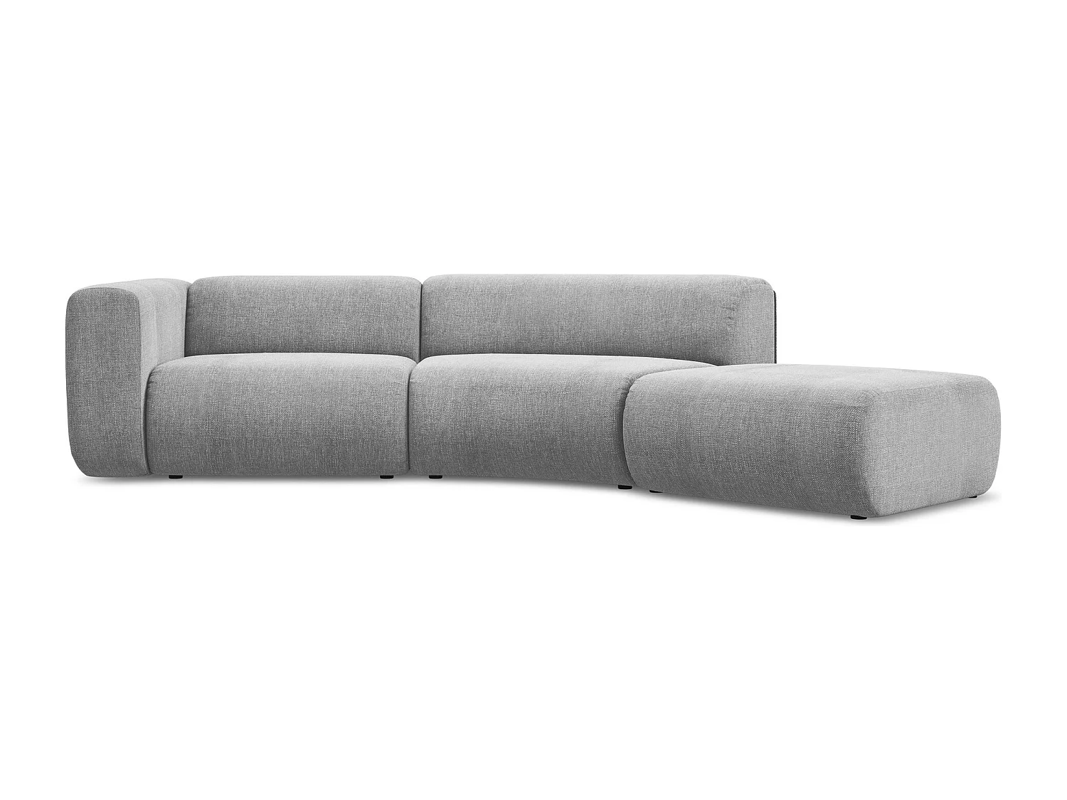 Canapé modulable 4 places droit en tissu chenille - gris clair - EKAHI