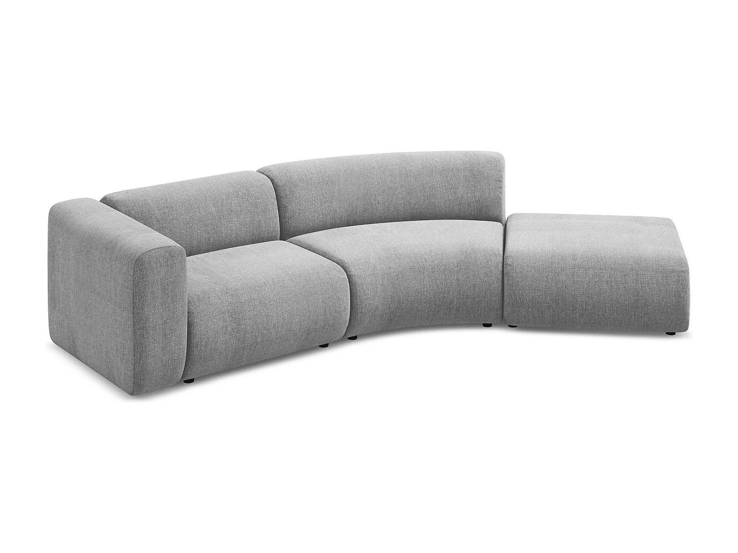 Canapé modulable 4 places droit en tissu chenille - gris clair - EKAHI