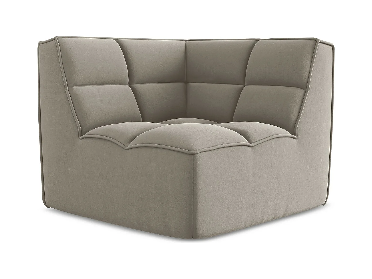 Fauteuil d'angle pour canapé modulable en velours - taupe - KALAI