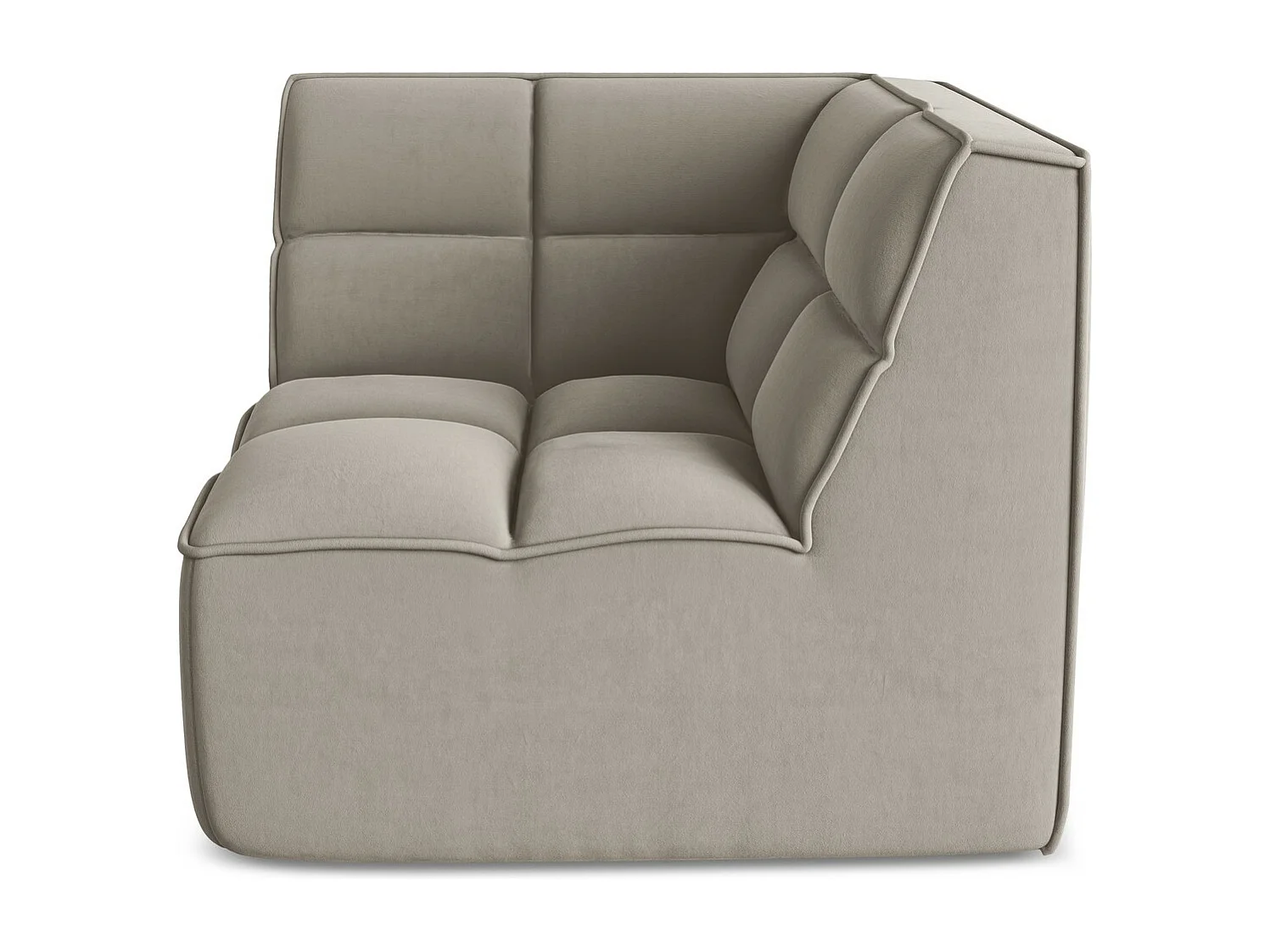 Fauteuil d'angle pour canapé modulable en velours - taupe - KALAI
