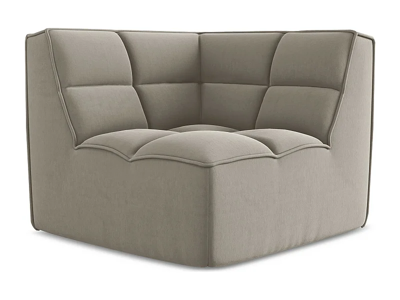 Fauteuil d'angle pour canapé modulable en velours - taupe - KALAI