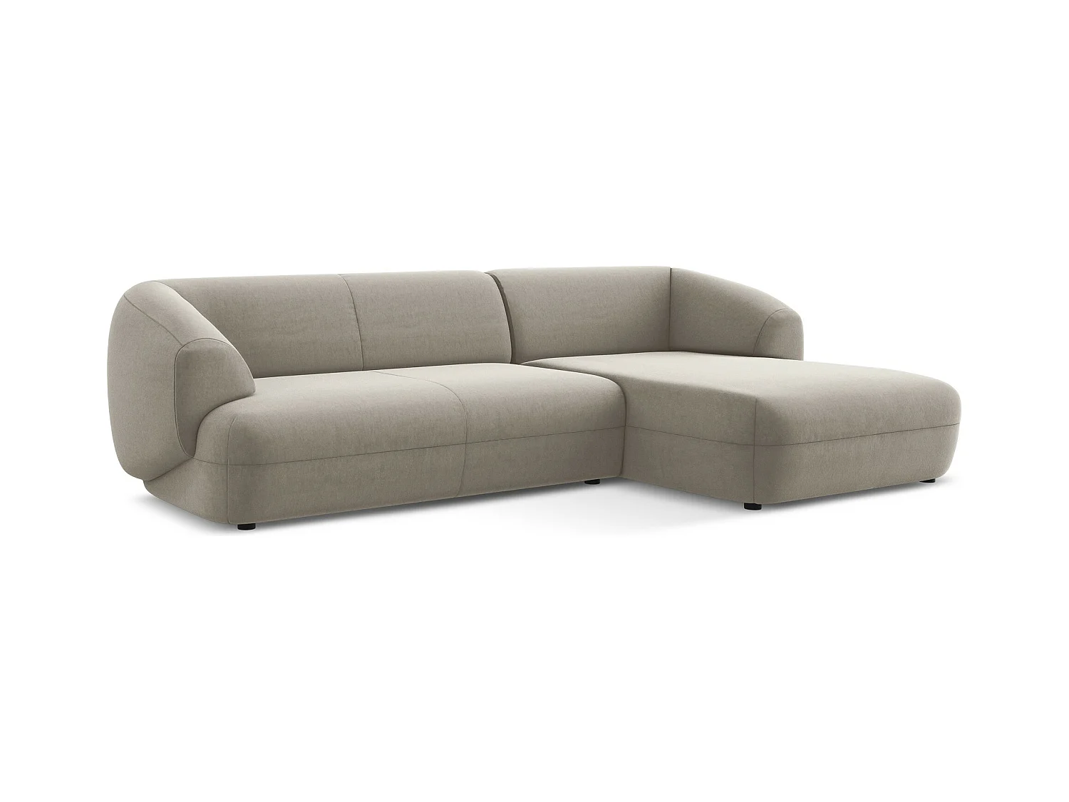 3-Sitzer Modulares Ecksofa - Ecke Rechts - Samt - Taupe - MOANA